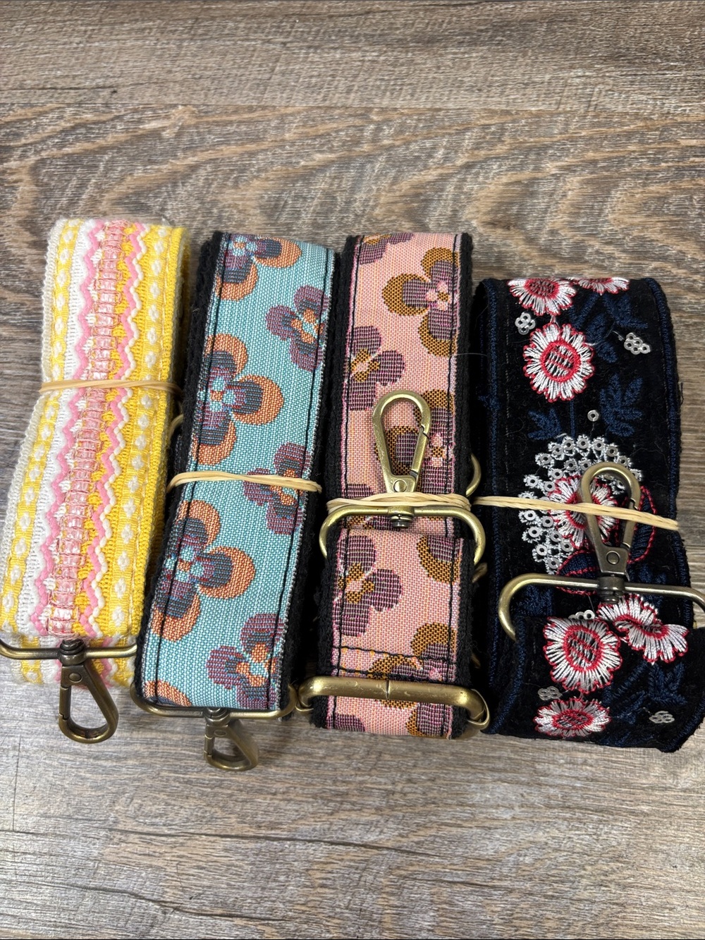 Joy Susan Set of 4 Statement Adjustable Crossbody Bag Straps Floral Boho